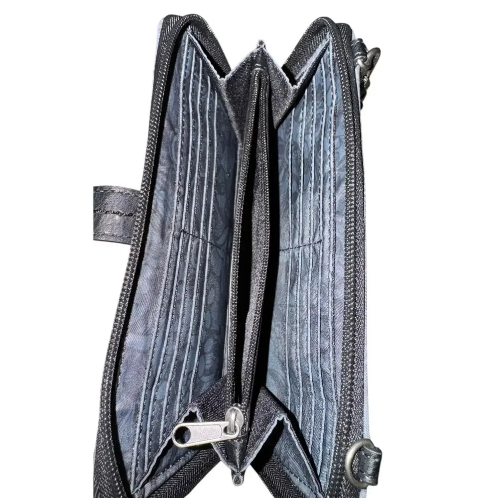 Sakroots Paisley Floral Zip Wallet Ecotwill‎ Corin Flap Black Neutral Wristlet